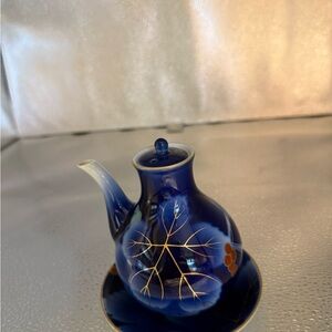 Blue and Gold Ceramic Art Teapot